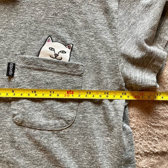 Gray RIPNDIP short sleeve tee shirt with pocket. Size M - Picture 7 of 9